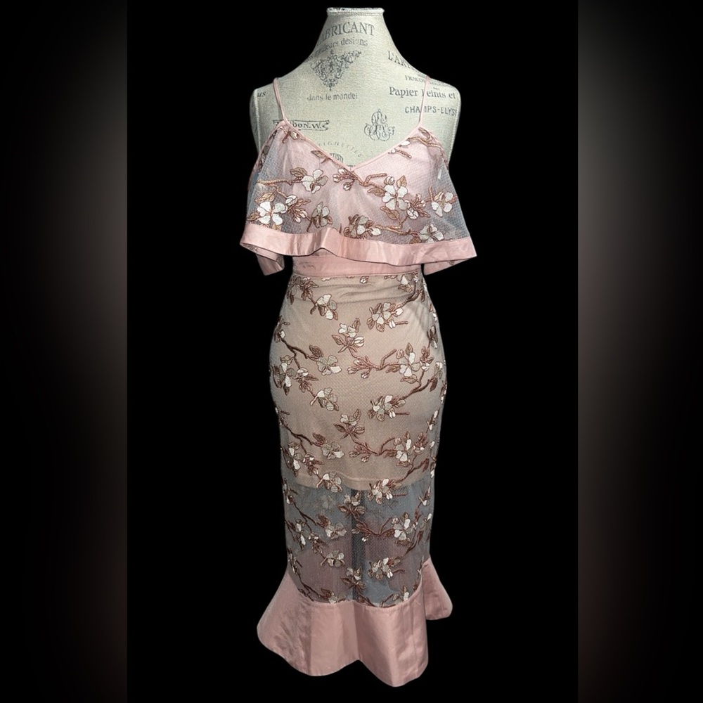 Venus Spaghetti String V Neck Embroidered Dress